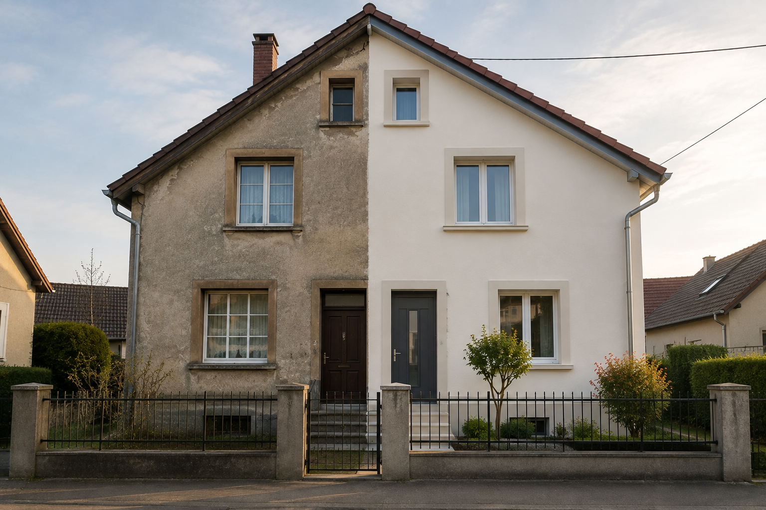 Maison à Illzach avant après rénovation de façade avec isolation extérieure
