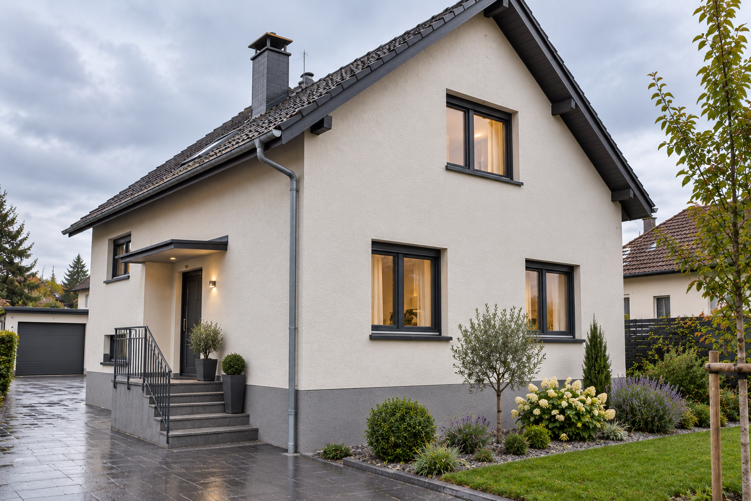 Maison individuelle à Mulhouse avec façade humide avant rénovation extérieure