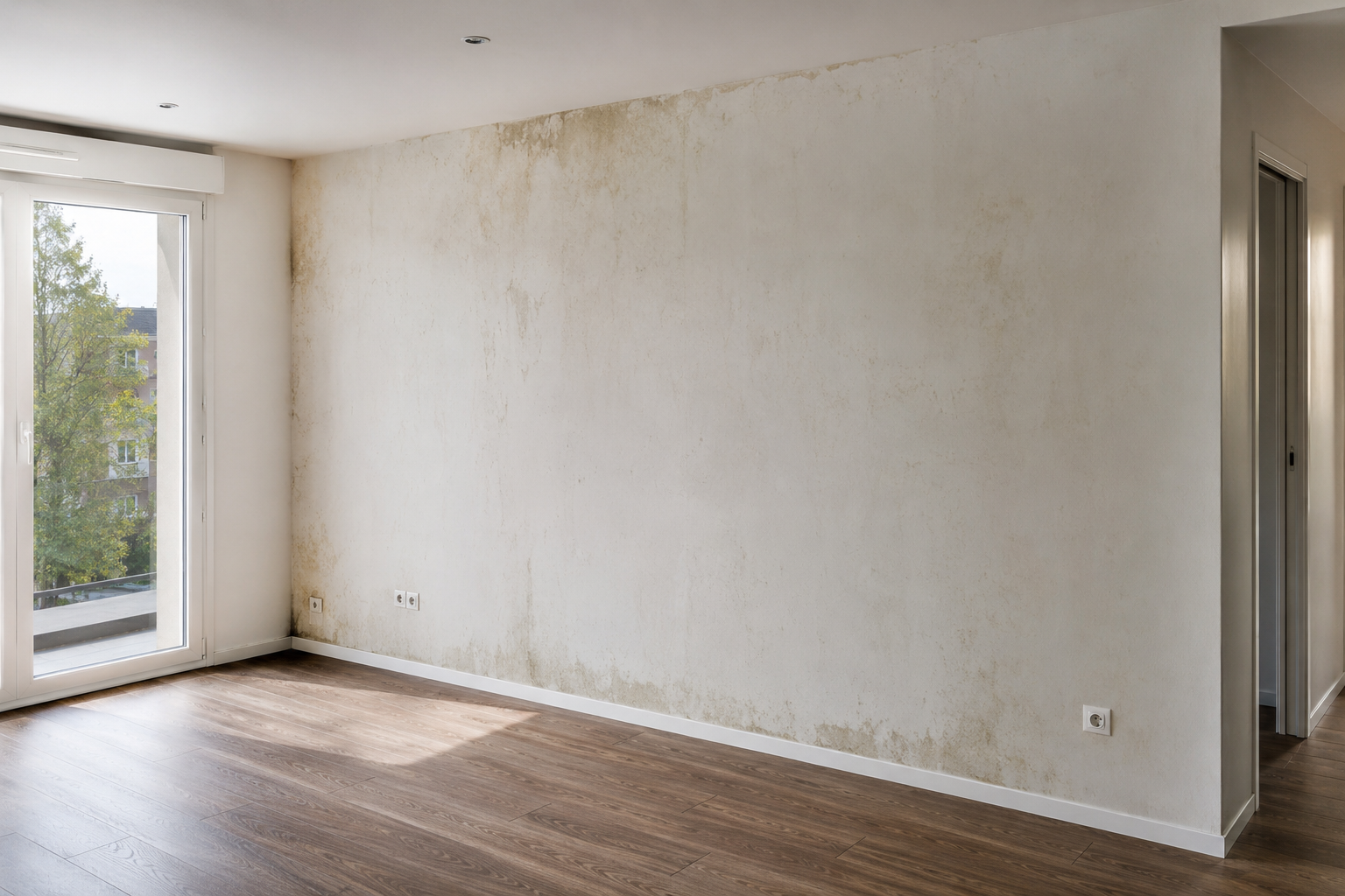 Appartement rénové avec murs propres après traitement et remise en peinture