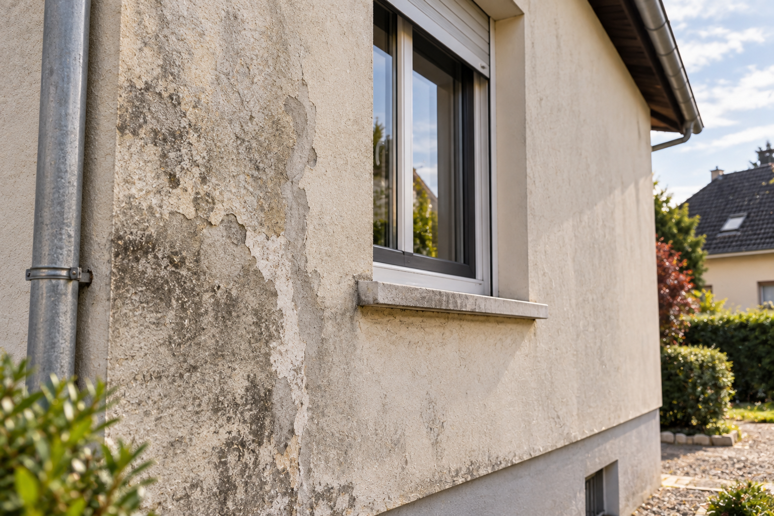 Maison alsacienne à Rixheim avec façade terne puis rénovée